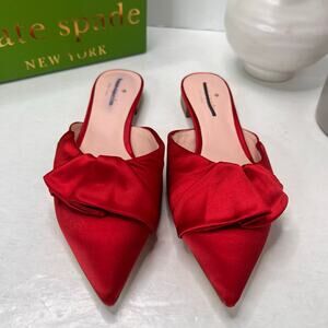 Kate Spade Faryn Satin Bow Pointed Toe Ballet Flat Red S110170 Women 8M Tried On